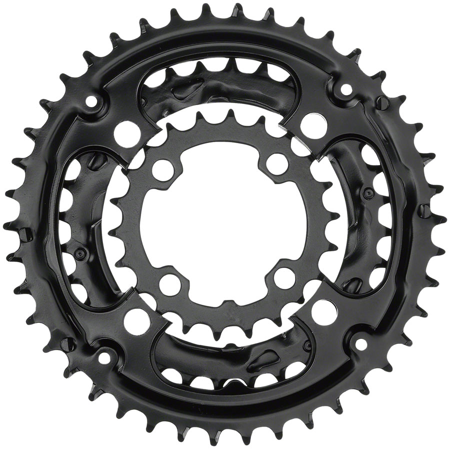 Samox 310ASS Chainring Set - 40/30/22t, 96/64 BCD, Aluminum Outer Ring, Steel Middle/Inner Ring, Black 