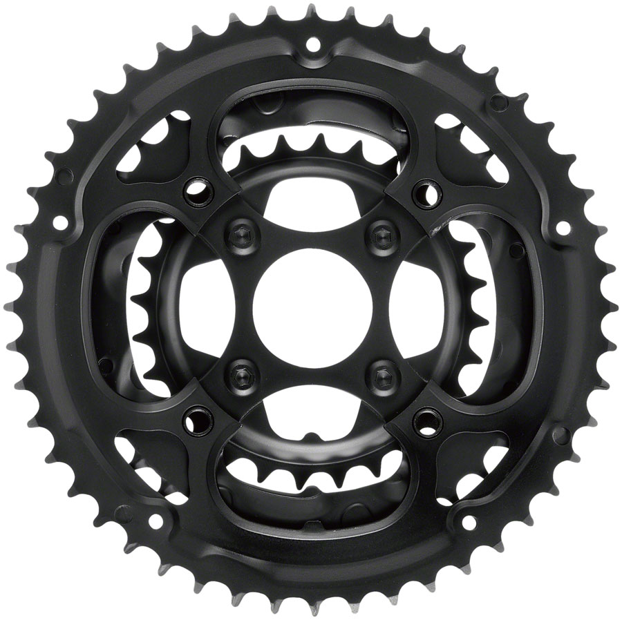Samox 317SSS Chainring Set - 48/38/28t, 104/Riveted BCD, Steel Rings, Black 