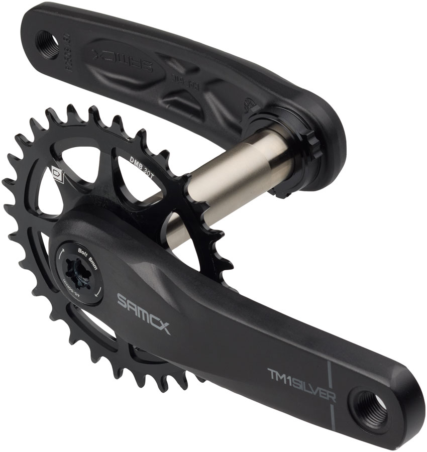 Samox Silver TM-1 Crankset - 155mm, 3-Bolt Direct Mount 30t Chainring, 24mm Chromoly Spindle, Black