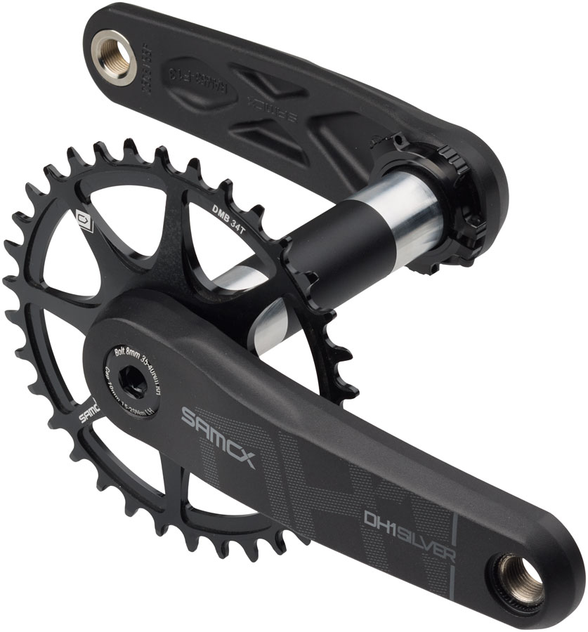 Samox Silver DH-1 Crankset - 160mm, 3-Bolt Direct Mount 34t Chainring, 28.99mm Aluminum Spindle, Black