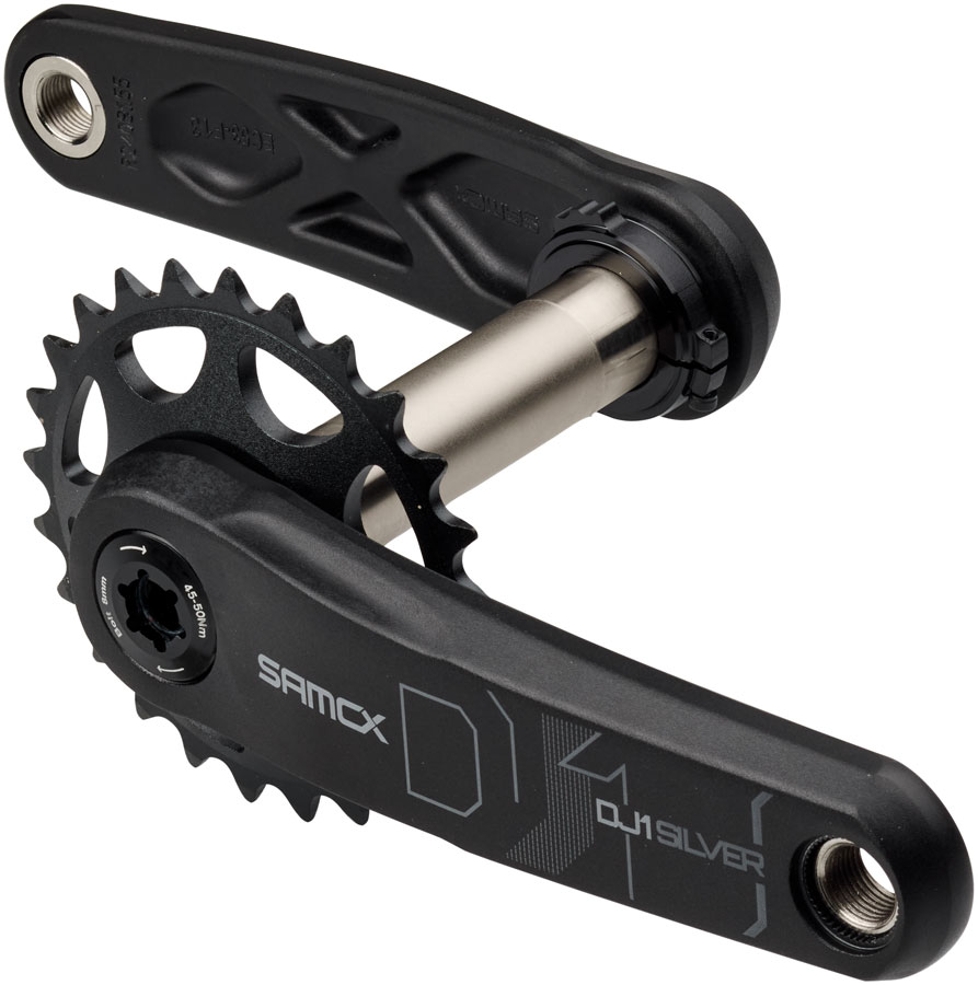 Samox Silver DJ-1 Crankset - 160mm, 3-Bolt Direct Mount 25t Chainring, 24mm Chromoly Spindle, Black