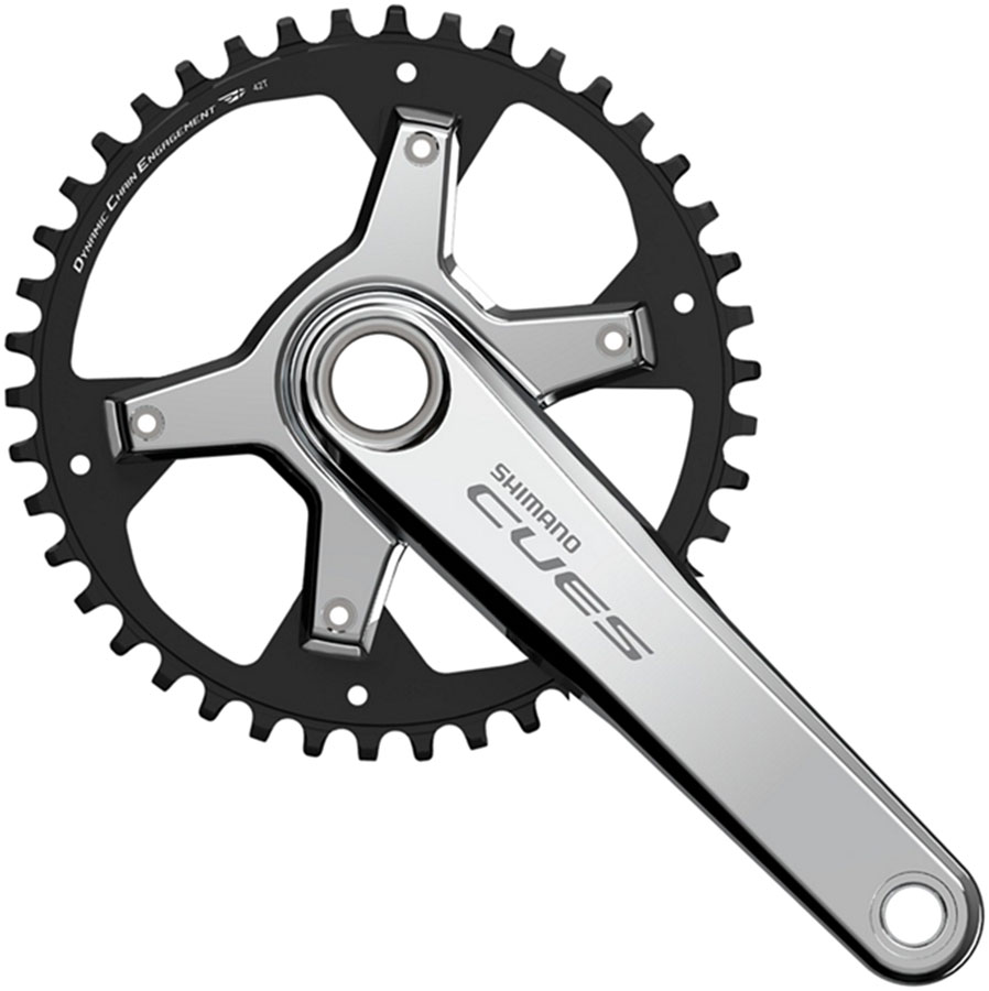 Shimano CUES FC-U6030-1 Crankset - 172.5mm, 9/10/11-Speed, 42t, Asymmetric 110 BCD, Silver