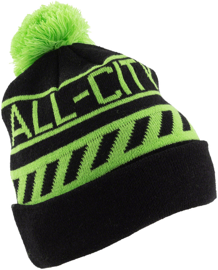 All-City Sleddin' Hat: Black/Lime Green, One Size 