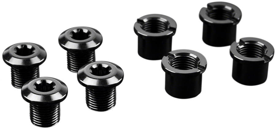 absoluteBLACK Chainring Bolt Set - Short Bolts and Nuts, Set of 4, Black