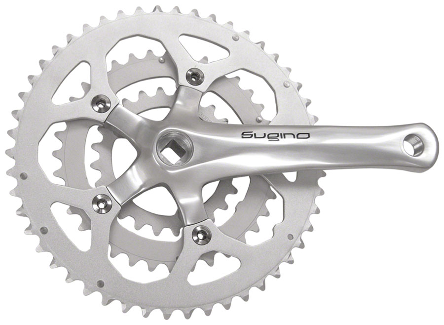Sugino XD600 Crankset - 175mm, 8/9-Speed, 46/36/26t, 110 BCD, Square Taper JIS Spindle Interface, Silver