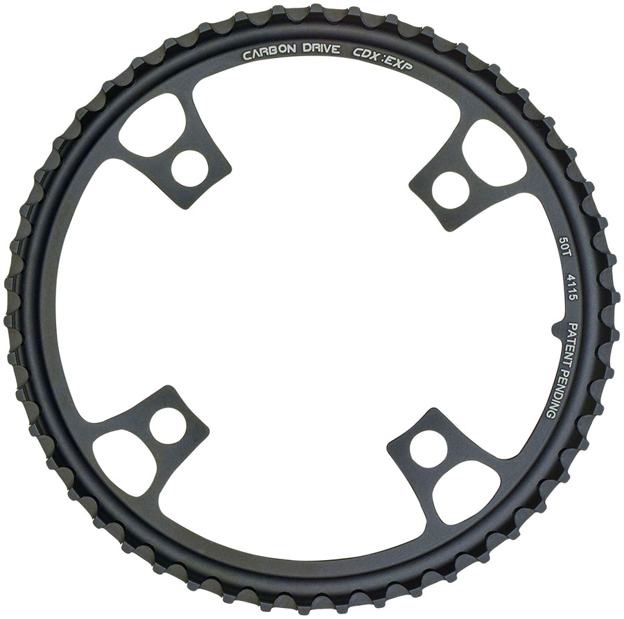 Gates Carbon Drive CDXEXP CenterLock Front Belt Drive Ring 50t, 4Bolt, 104mm BCD, Black