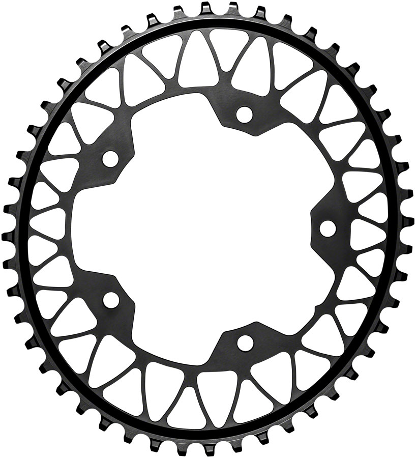 absoluteBLACK Oval 110 BCD Gravel Chainring - 46t, 110 BCD, 5-Bolt, Narrow-Wide, Black 