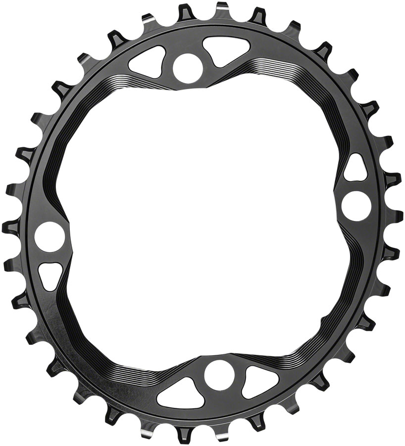 absoluteBLACK Oval 104 BCD Chainring - 34t, 104 BCD, 4-Bolt, Requires Hyperglide+ Chain, Black 