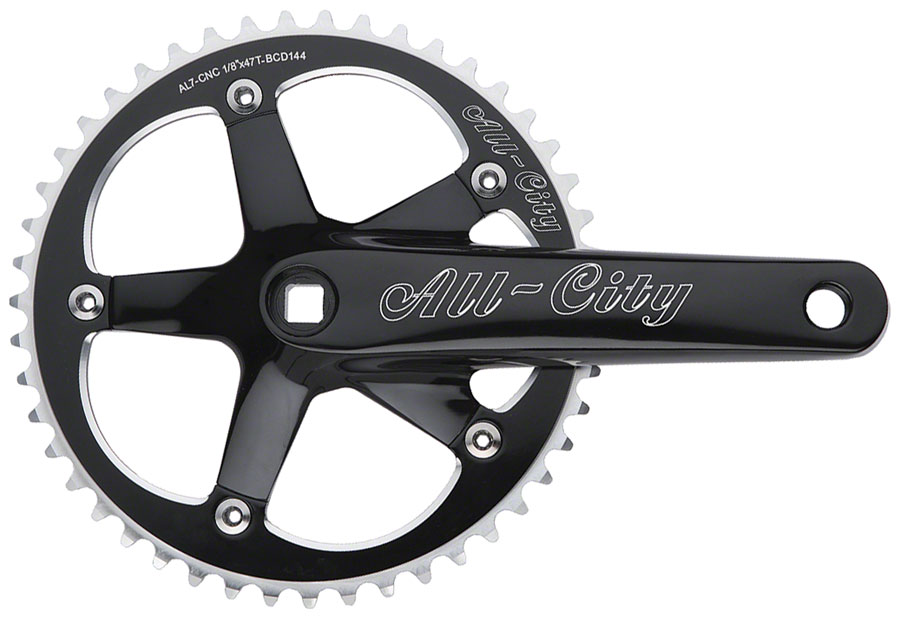 All-City 612 Track Crankset - 170mm Single Speed 46t 144 BCD Square Taper JIS Spindle Interface Black