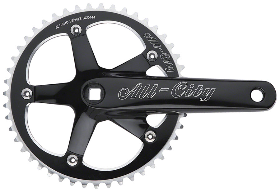 All-City 612 Track Crankset - 170mm, Single Speed, 46t, 144 BCD, Square Taper JIS Spindle Interface, Black






