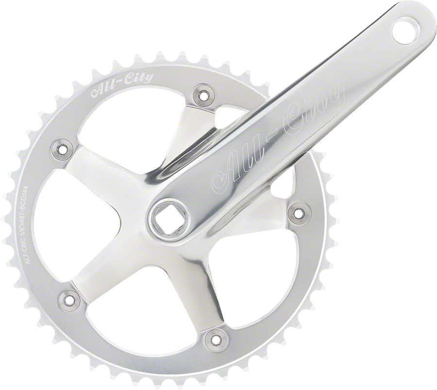 All-City 612 Track Crankset - 170mm, Single Speed, 46t, 144 BCD, Square Taper JIS Spindle Interface, Silver
