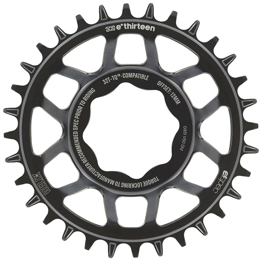 e*thirteen Helix Core e*spec  Chainring, 32T, TQ HPR50 Direct Mount, 55mm Chainline, 12mm Offset, Shimano/Sram 11/12s Compatible, Black