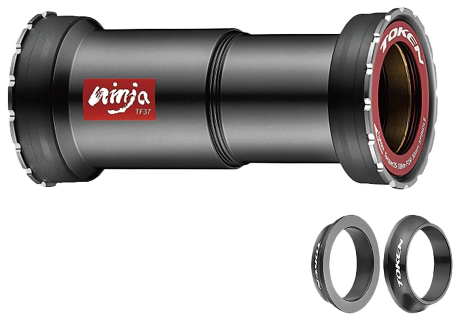 Token Ninja TF46386 Press Fit Double-Thread Bottom Bracket - PF30, BB386/BB392, Black