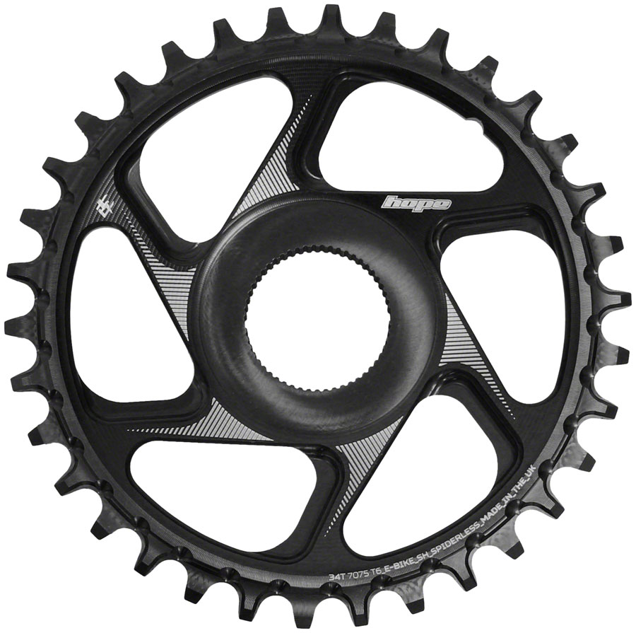 Hope Spiderless Chainring - 34T, R22, Ebike, Shimano, Black