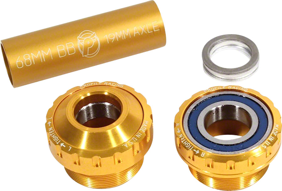 Profile Racing Euro, External Bearing Bottom Bracket 19mm, Gold, (No