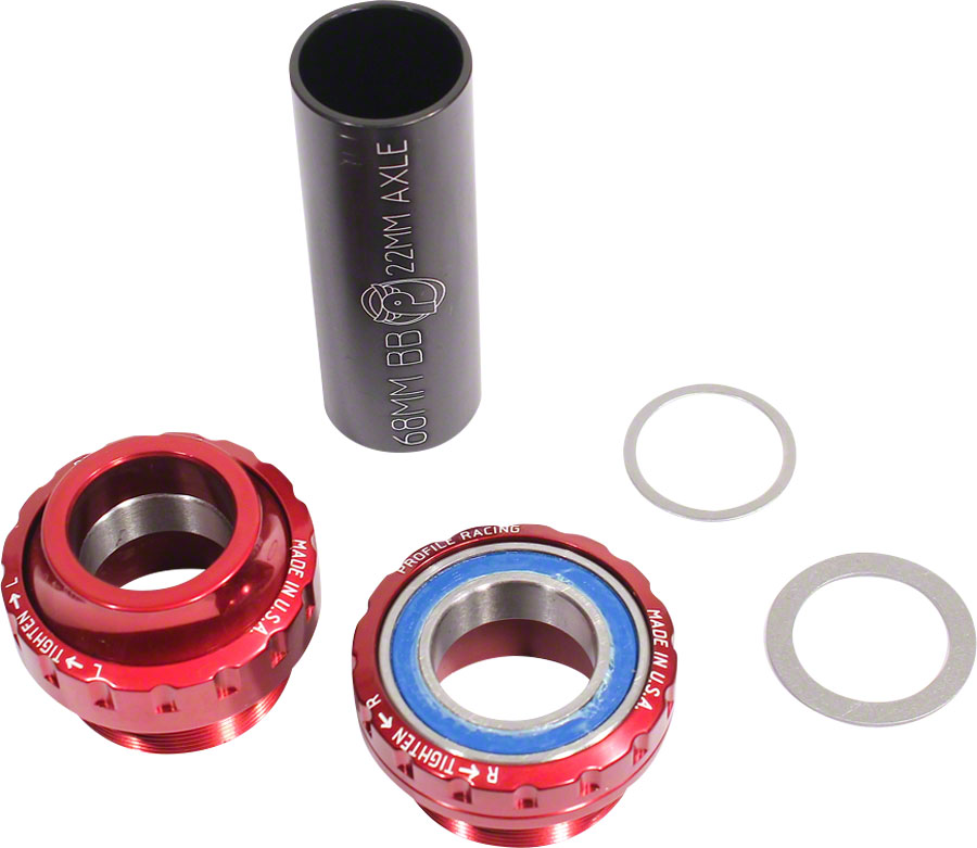 Profile Racing Elite Euro, External Bearing Bottom Bracket 22mm, Red