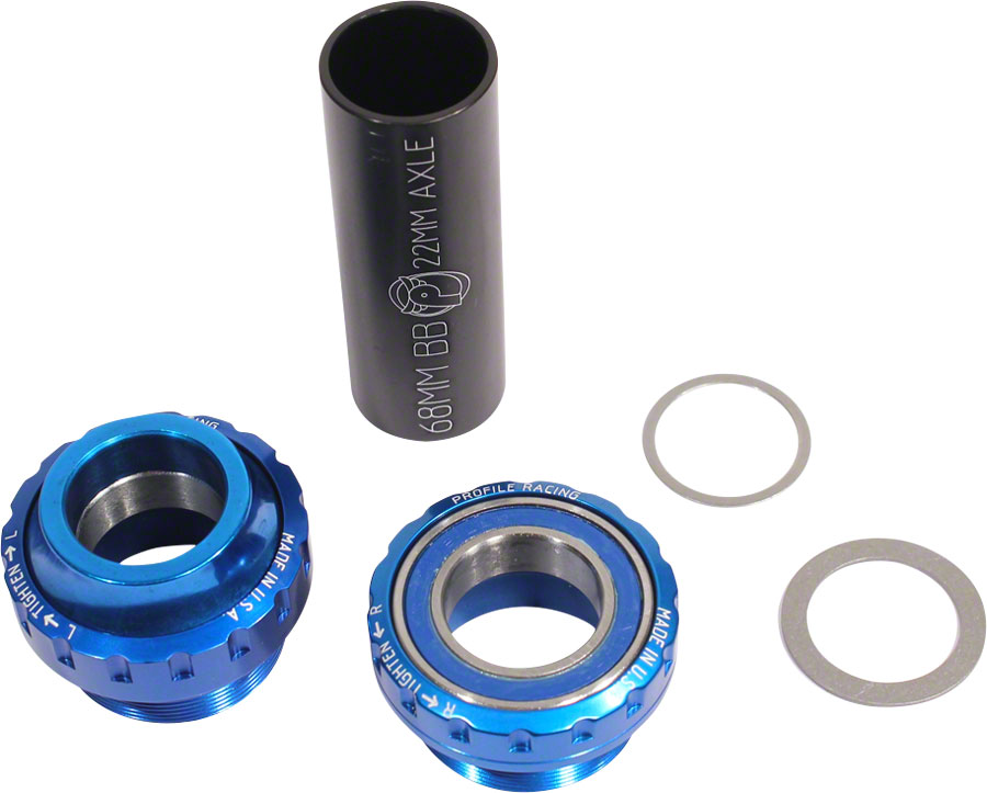 Profile Racing Elite Euro External Bearing Bottom Bracket 22mm Blue