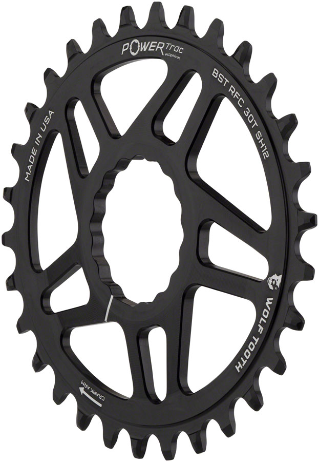 Wolf Tooth Elliptical Direct Mount Chainring - 32t, RaceFace CINCH Boost, Drop-Stop ST for Shimano 12 Speed HG+, Black