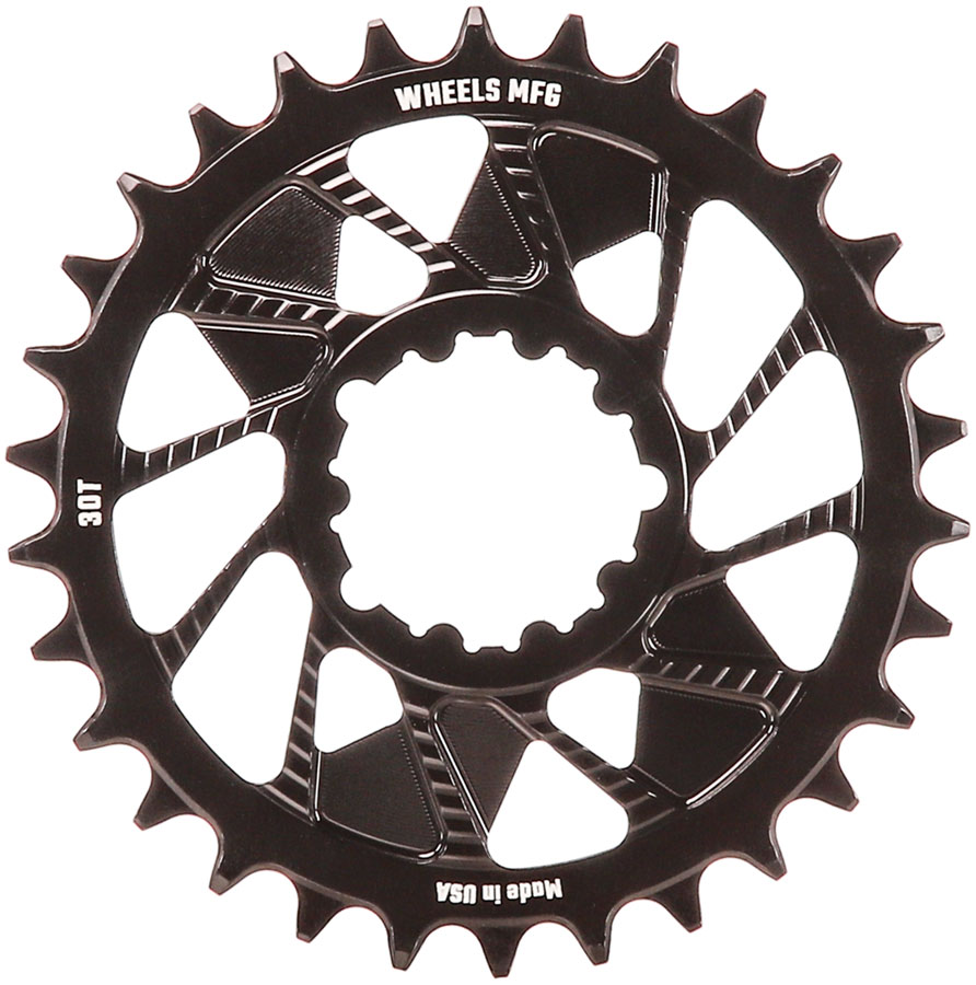 Wheels Manufacturing Direct Mount Chainring - 30t, SRAM 3-Bolt Direct Mount, 3mm Offset, Compatible with Hyperglide+ Chain, Black