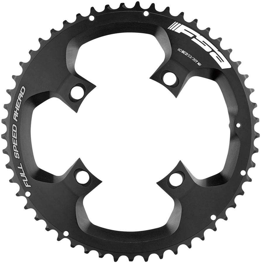 FSA PowerBox/SL-K Super Road Chainring, 1x 53T Tooth Count, 110BCD Asymmetric Bolt Pattern, 4-Bolt Interface  Black