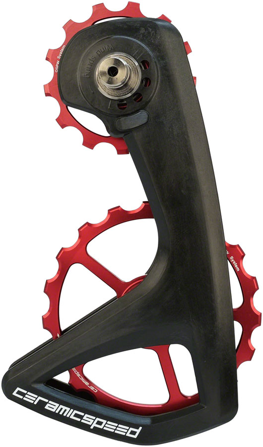 CeramicSpeed OSPW RS Pulley Wheel System for Shimano Dura-Ace 9250/Ultegra 8150 - Aluminum Pulley, Carbon Cage, Red