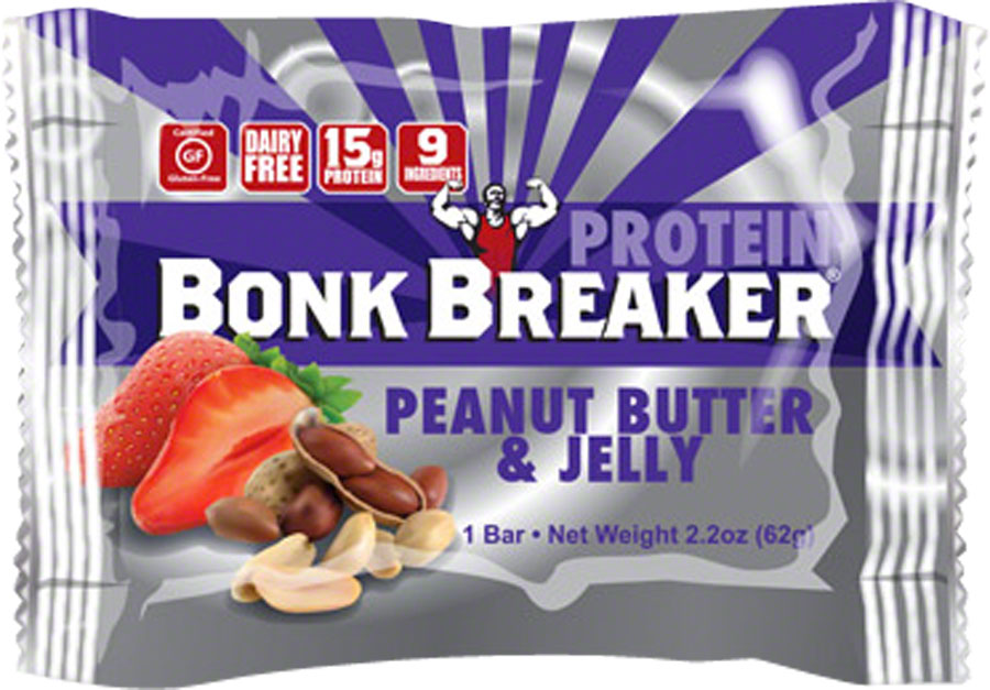 Bonk Breaker Plant Based Protein Bar - Peanut Butter and Jelly, Box of 12
