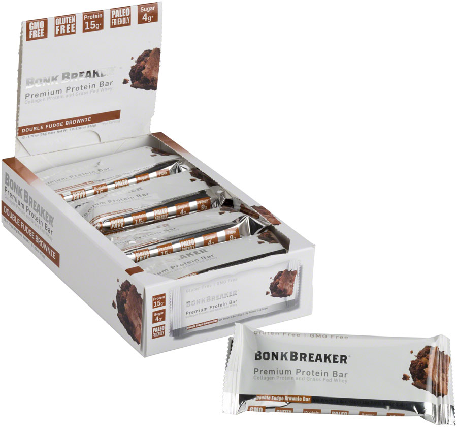 Bonk Breaker Collagen Protein Bars - Double Fudge Brownie, Box of 12