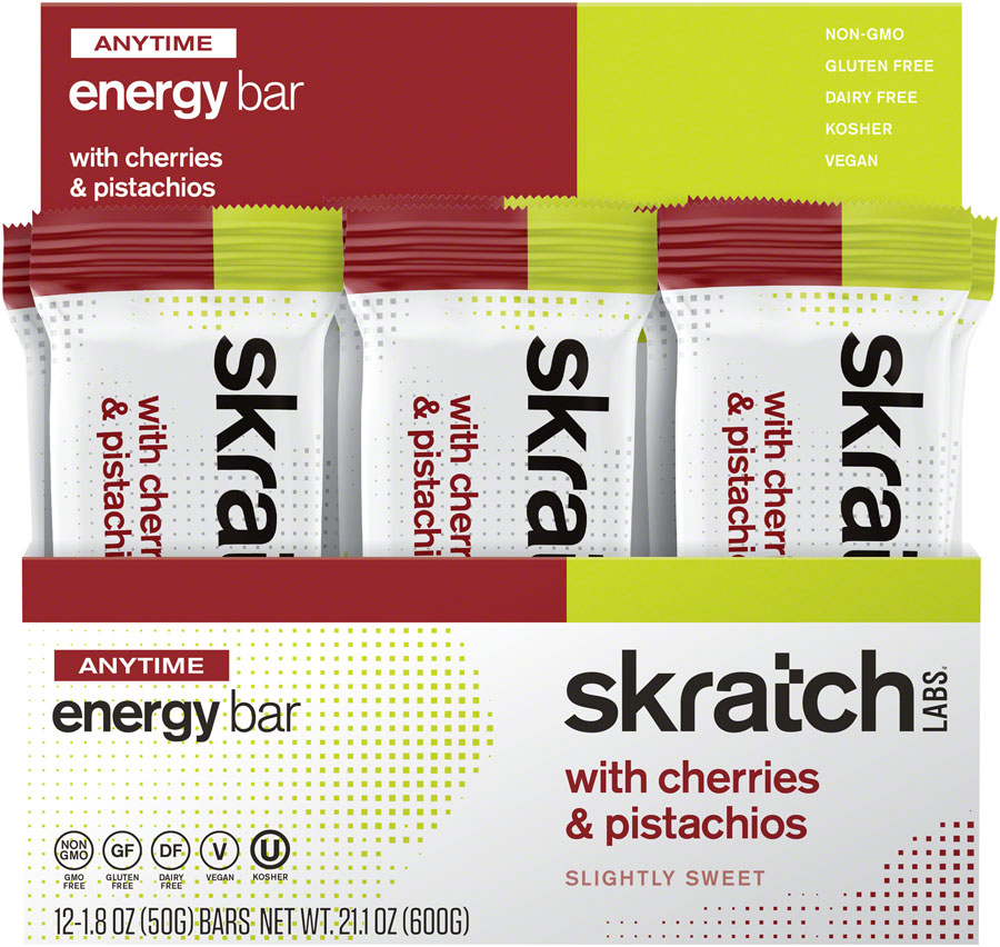 Skratch Labs Energy Bar Sport Fuel - Cherry Pistachio, Box of 12