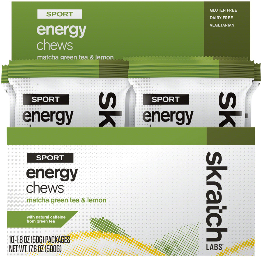 Skratch Labs Energy Chews Sport Fuel - Matcha + Lemon, Box of 10