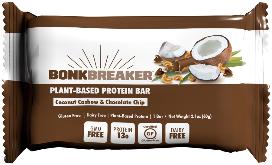 Bonk Breaker Plant Based Protein Bar - Coconut Cashew and Chocolate Chip, Box of 12