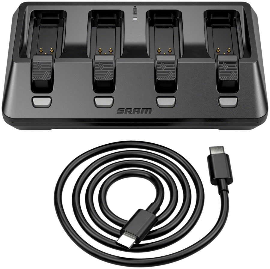 SRAM AXS 4-Port Battery Charger - Compatible with AXS Batteries used on SRAM, eTap, and RockShox AXS Components (Battery sold separate)
