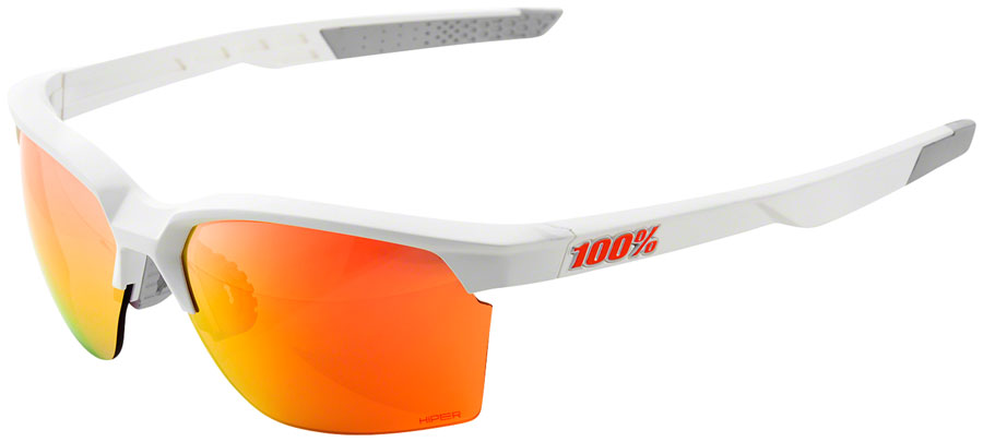 100% Sportcoupe Sunglasses - Soft Tact White, HiPER Red Multilayer Mirror Lens 