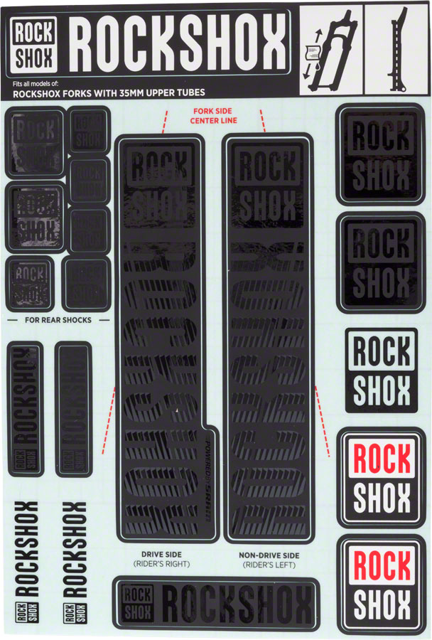RockShox Fork Decal Kit - 35mm, Stealth Black 