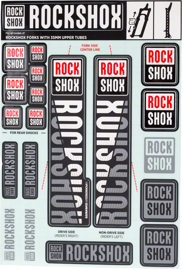 RockShox Fork Decal Kit - 35mm, White 