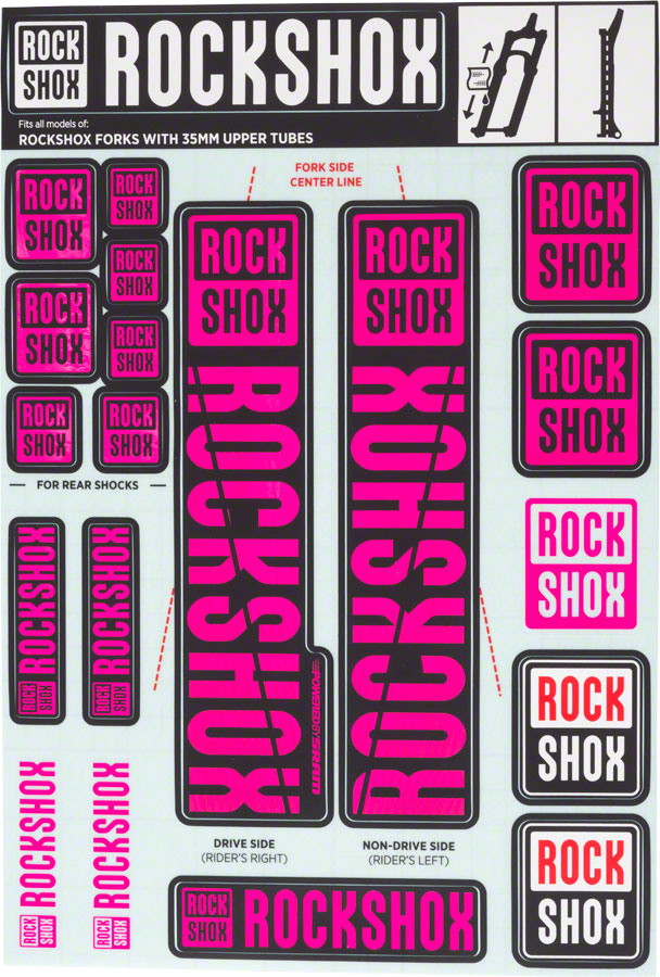 RockShox Fork Decal Kit - 35mm, Magenta 