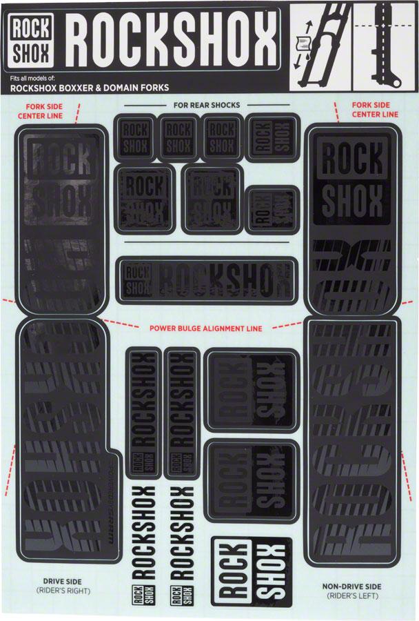 RockShox Fork Decal Kit - 35mm Dual Crown, Stealth Black 