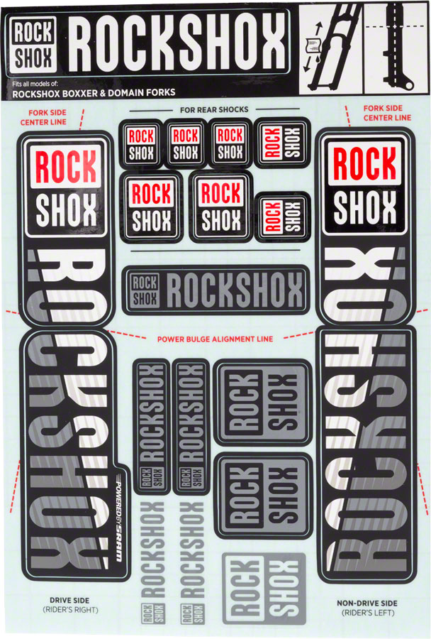 RockShox Fork Decal Kit - 35mm Dual Crown, White 
