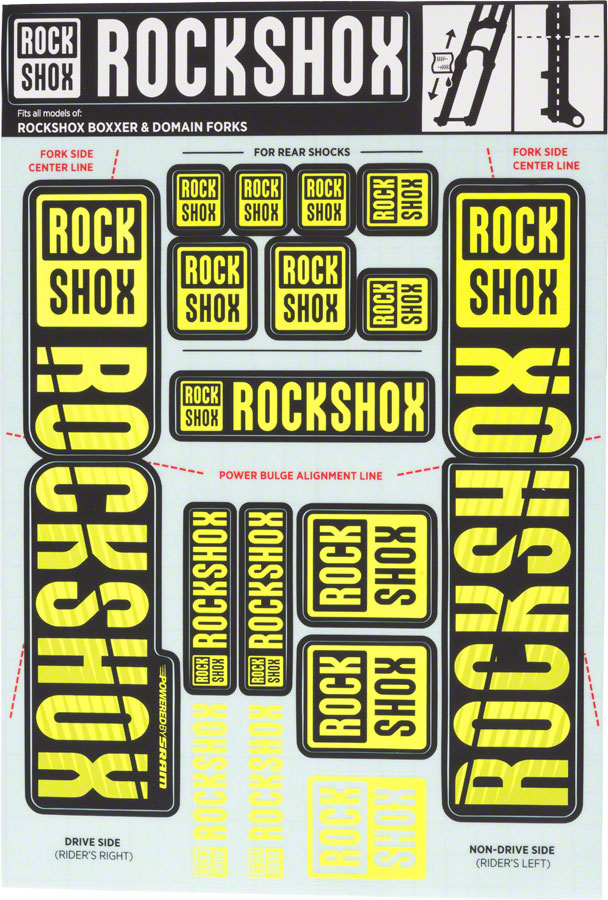 RockShox Fork Decal Kit - 35mm Dual Crown, Yellow 
