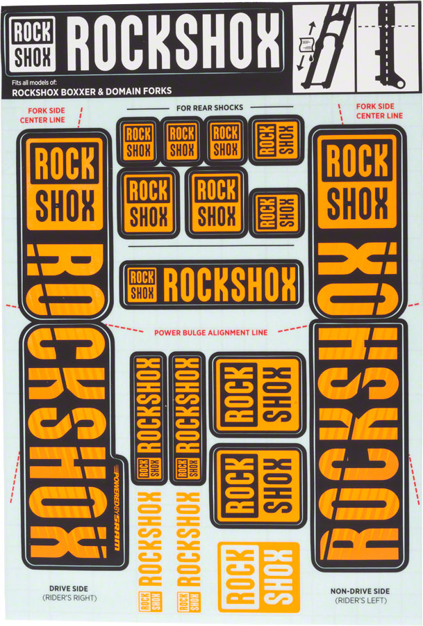 RockShox Fork Decal Kit - 35mm Dual Crown, Orange 