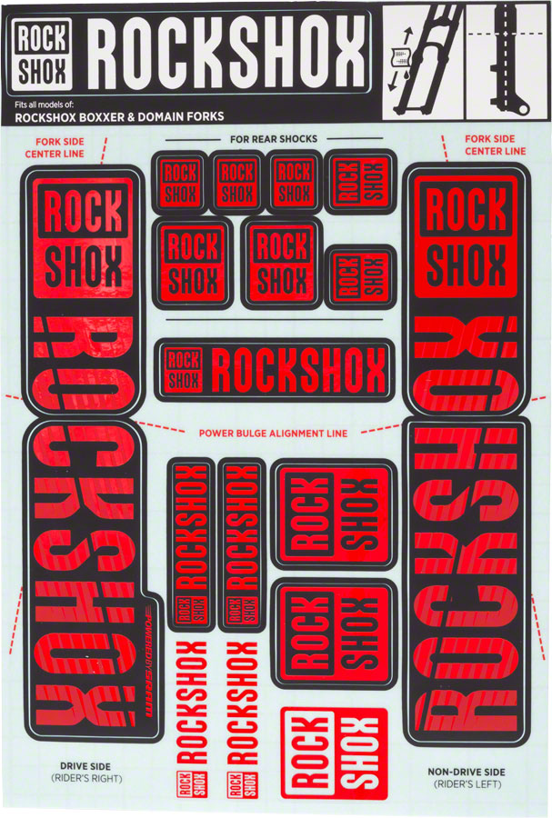 RockShox Fork Decal Kit - 35mm Dual Crown, Red 