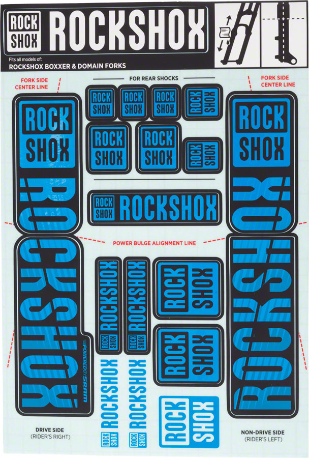 RockShox Fork Decal Kit - 35mm Dual Crown, Blue 