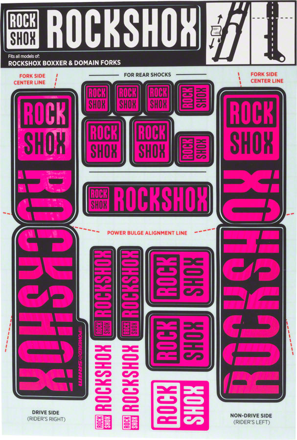 RockShox Fork Decal Kit - 35mm Dual Crown, Magenta 