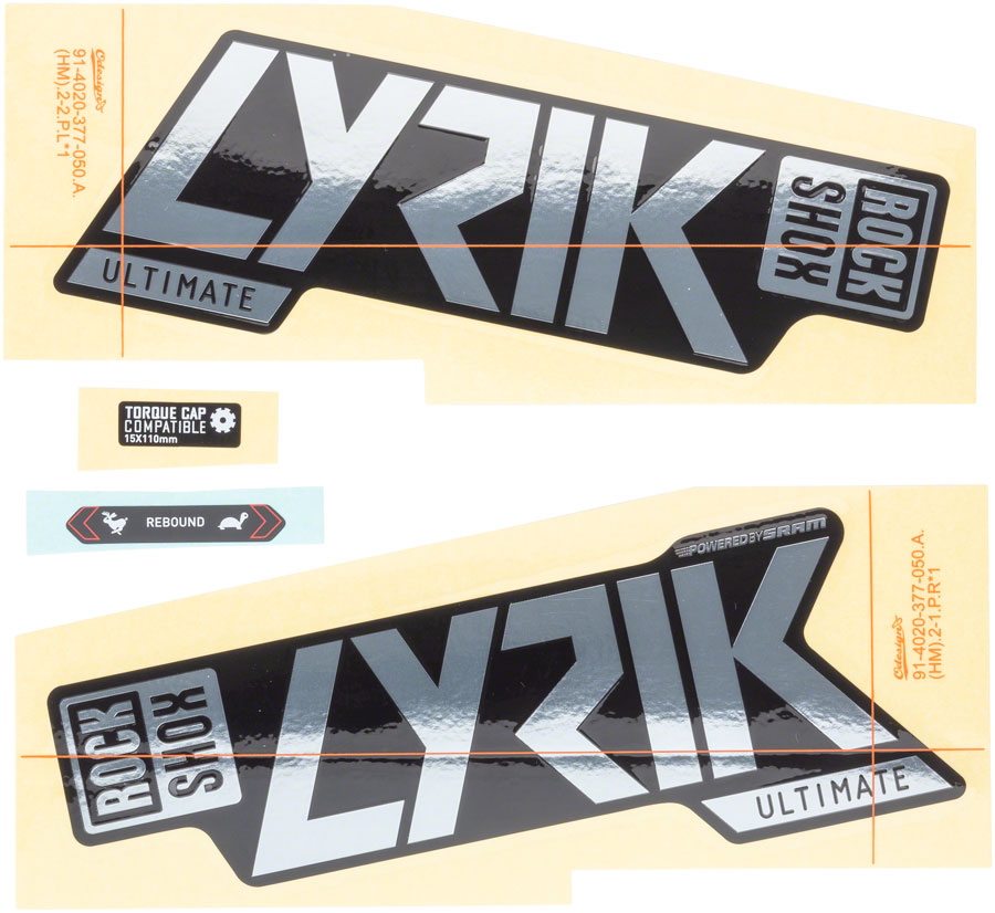 RockShox Fork Decal Kit - Lyrik Ultimate, 27/29", Polar Foil for Gloss Black