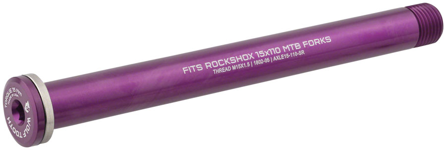 Wolf Tooth Front Thru Axle - RockShox, 15 x 110mm, Purple 