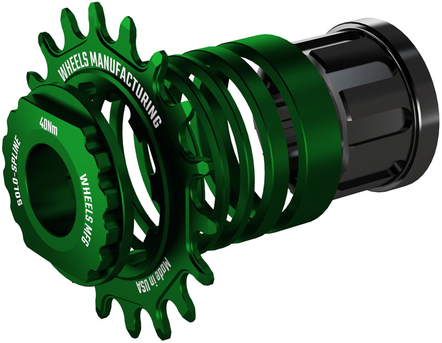 Wheels Manufacturing SOLO-SPLINE Micro Spline Single Speed Conversion Kit - 18t, For Shimano Micro Spline Hub Bodies, Green