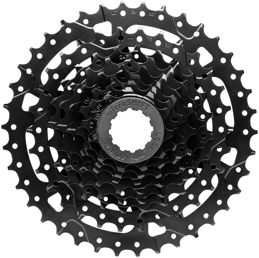 microSHIFT Acolyte Super Short Cassette - 8 Speed, 11-38t, Black, ED Coated 