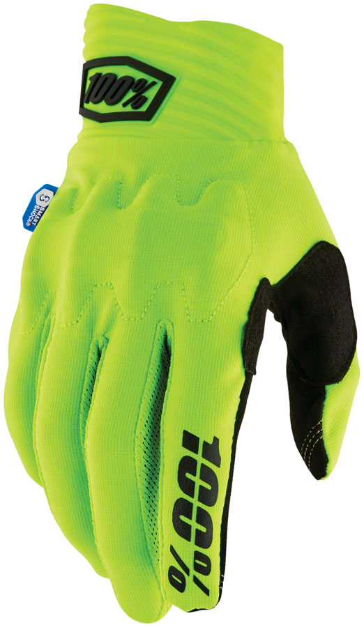 100% Cognito Smart Shock Gloves - Flourescent Yellow, Full Finger, Small 