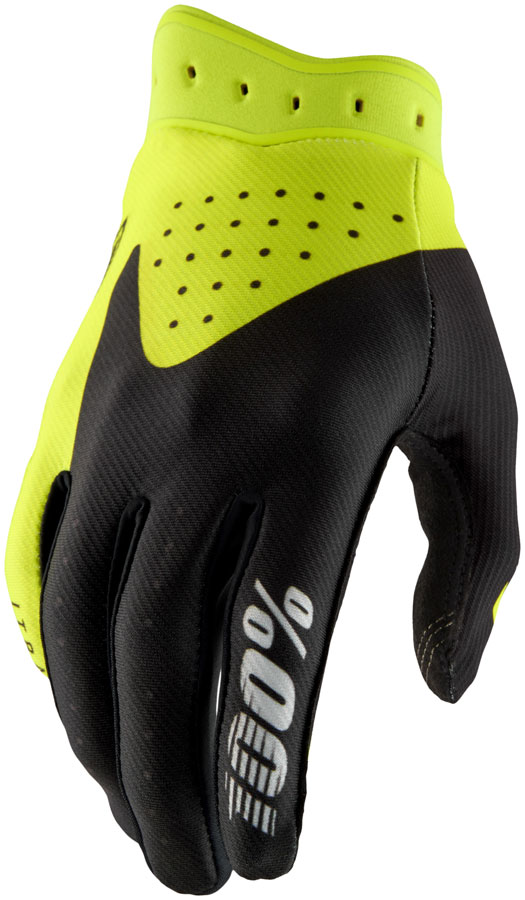 100% Itrack Gloves - Black/Fluo Yellow, Medium
