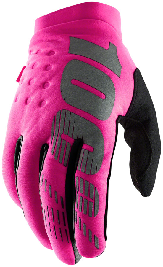 100% Brisker Gloves - Neon  Pink/Black, Full Finger, Women's, Large






