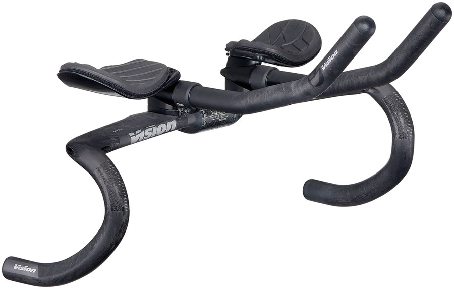 Vision Metron 4D Flat M.A.S. Handlebar with Extensions, 31.8mm Clamp Diameter, 420mm Width, 290mm J-Bend Extensions  Carbon